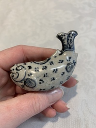 Three Annamese or Vietnamese blue and white fish-form water droppers, 15/16th C.