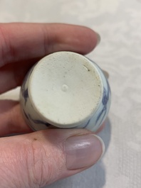 Six Chinese blue and white 'Hatcher cargo' stem cups with dragons, Transitional period