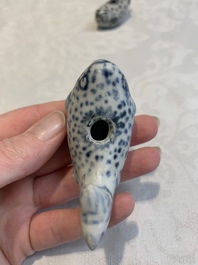 Three Annamese or Vietnamese blue and white fish-form water droppers, 15/16th C.
