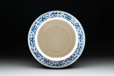 A large Chinese blue and white 'sanduo' albarello-shaped vase, Qianlong