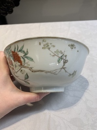 Three Chinese famille rose bowls with floral design, Qianlong, Guangxu and Jiangxi Ciye mark, 19/20th C.