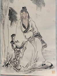 Su Manshu 蘇曼殊 (1884-1918): 'Sage under the banana tree', ink and colour on paper