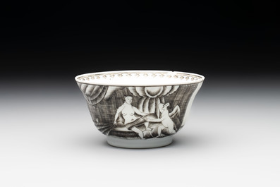 A rare Chinese gilt-decorated grisaille 'Danae and Cupid' 10-piece service, Qianlong