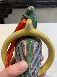 A polychrome Dutch Delft parrot, 19th C.