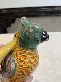 A polychrome Dutch Delft parrot, 19th C.