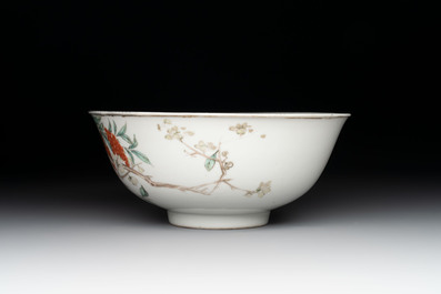 Three Chinese famille rose bowls with floral design, Qianlong, Guangxu and Jiangxi Ciye mark, 19/20th C.