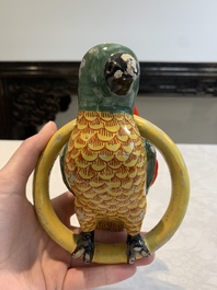 A polychrome Dutch Delft parrot, 19th C.