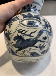 A Chinese blue and white 'flying horse' double gourd vase, Wanli
