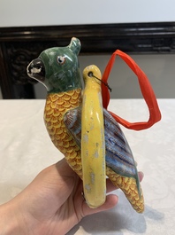 A polychrome Dutch Delft parrot, 19th C.