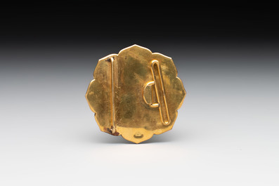 A fine Japanese nunome zogan Yoshitoyo Saku style 'dragon' belt buckle, Mount Fuji mark, Meiji, 19th C.