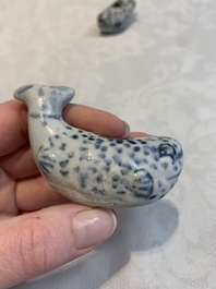 Three Annamese or Vietnamese blue and white fish-form water droppers, 15/16th C.
