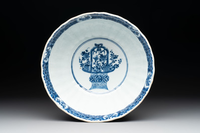 A Chinese blue and white 'floral 'bowl and an 'aquatic animals' bowl, Kangxi