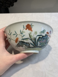 Three Chinese famille rose bowls with floral design, Qianlong, Guangxu and Jiangxi Ciye mark, 19/20th C.
