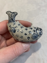 Three Annamese or Vietnamese blue and white fish-form water droppers, 15/16th C.
