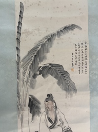 Su Manshu 蘇曼殊 (1884-1918): 'Sage under the banana tree', ink and colour on paper