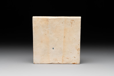 A Chinese green-and-yellow-enamelled blue and white 'Long Eliza' tile, Kangxi