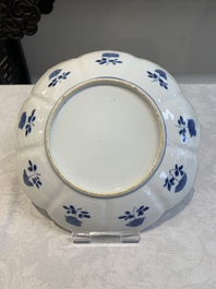 Six Chinese blue and white 'lotus' plates, Kangxi