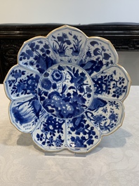 Six Chinese blue and white 'lotus' plates, Kangxi