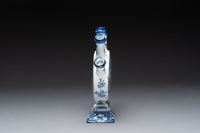 A fine and unusual blue and white Dutch Delft tulip vase, 18th C.