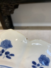 Six Chinese blue and white 'lotus' plates, Kangxi