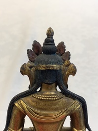 A Sino-Tibetan gilt bronze Buddha Amitayus, 18th C.