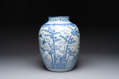 A large Chinese blue and white 'Three Friends of Winter' vase, Jiajing