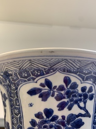 A Chinese blue and white 'gu' vase with floral design, Kangxi