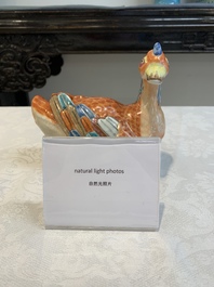 A Chinese famille rose duck-shaped tureen and cover, Qianlong