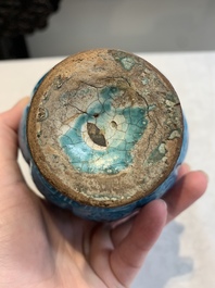 A Chinese turquoise-glazed brush rest and a Fahau vase, 18/19th C.