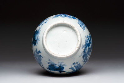 A Chinese blue and white 'immortals' bottle vase, Transitional period