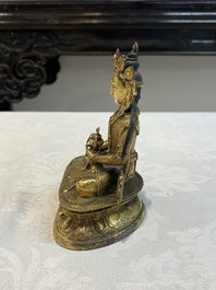 A Sino-Tibetan gilt bronze Buddha Amitayus, 18th C.