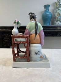 Two Chinese polychrome-glazed groups, Zeng Longsheng 曾龍升 marks, 20th C.