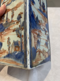 A pair of Chinese Imari-style square flasks and covers, Kangxi