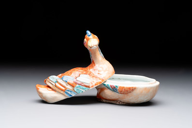 A Chinese famille rose duck-shaped tureen and cover, Qianlong