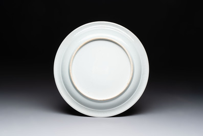 A rare and large Chinese blue and white 'Bacchus' dish, Kangxi