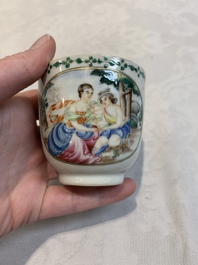A Chinese famille rose 'Venus and Mercury' cup and saucer, Qianlong