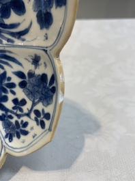 Six Chinese blue and white 'lotus' plates, Kangxi