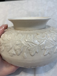 A rare Chinese Dehua blanc de Chine vase with floral design, Kangxi