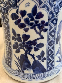 A Chinese blue and white 'gu' vase with floral design, Kangxi