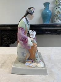 Two Chinese polychrome-glazed groups, Zeng Longsheng 曾龍升 marks, 20th C.