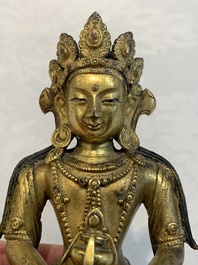 A Sino-Tibetan gilt bronze Buddha Amitayus, 18th C.