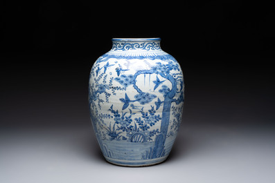 A large Chinese blue and white 'Three Friends of Winter' vase, Jiajing
