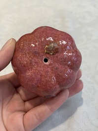 A collection of five Chinese famille rose peaches and pumpkins, including a box and cover, 19th C.