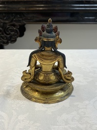 A Sino-Tibetan gilt bronze Buddha Amitayus, 18th C.