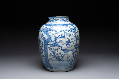 A large Chinese blue and white 'Three Friends of Winter' vase, Jiajing