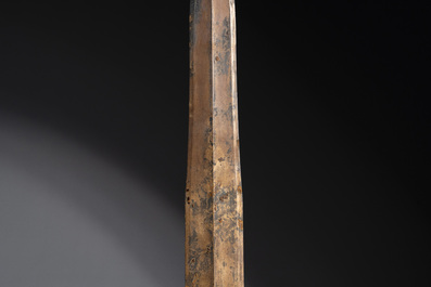 A rare Chinese turquoise-inlaid parcel-gilt bronze sword, Zhou