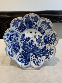 Six Chinese blue and white 'lotus' plates, Kangxi