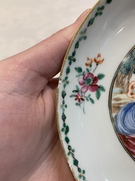 A Chinese famille rose 'Venus and Mercury' cup and saucer, Qianlong
