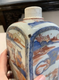 A pair of Chinese Imari-style square flasks and covers, Kangxi
