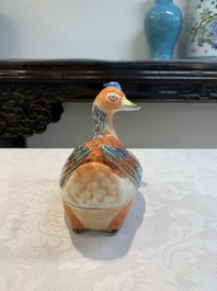A Chinese famille rose duck-shaped tureen and cover, Qianlong